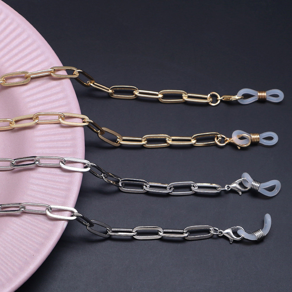 Mask Chain Holder - Metal Gold Paperclip Link Eyeglasses Chain